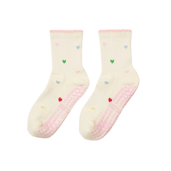 Skridsikre grip sokker i pink med heart design