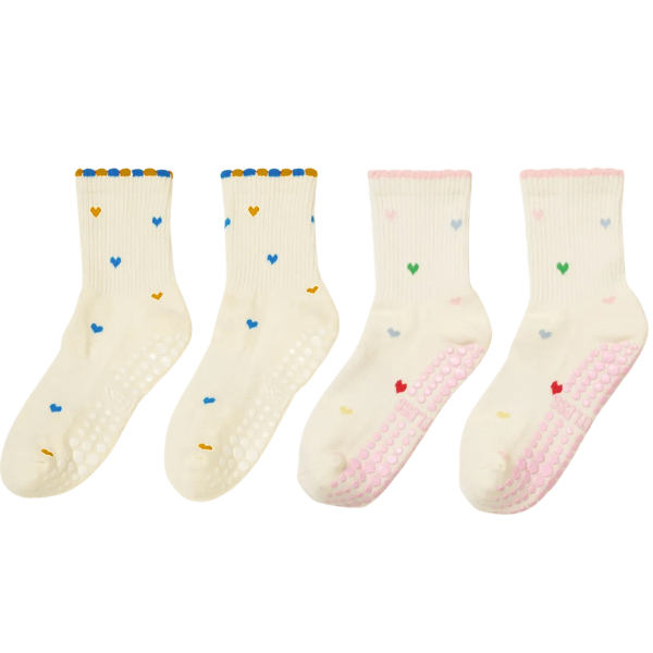 Grip socks bundle med heart design til pilates og reformer