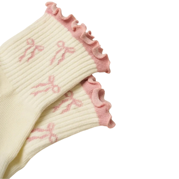 Pink grip socks med frill design – skridsikre pilates sokker